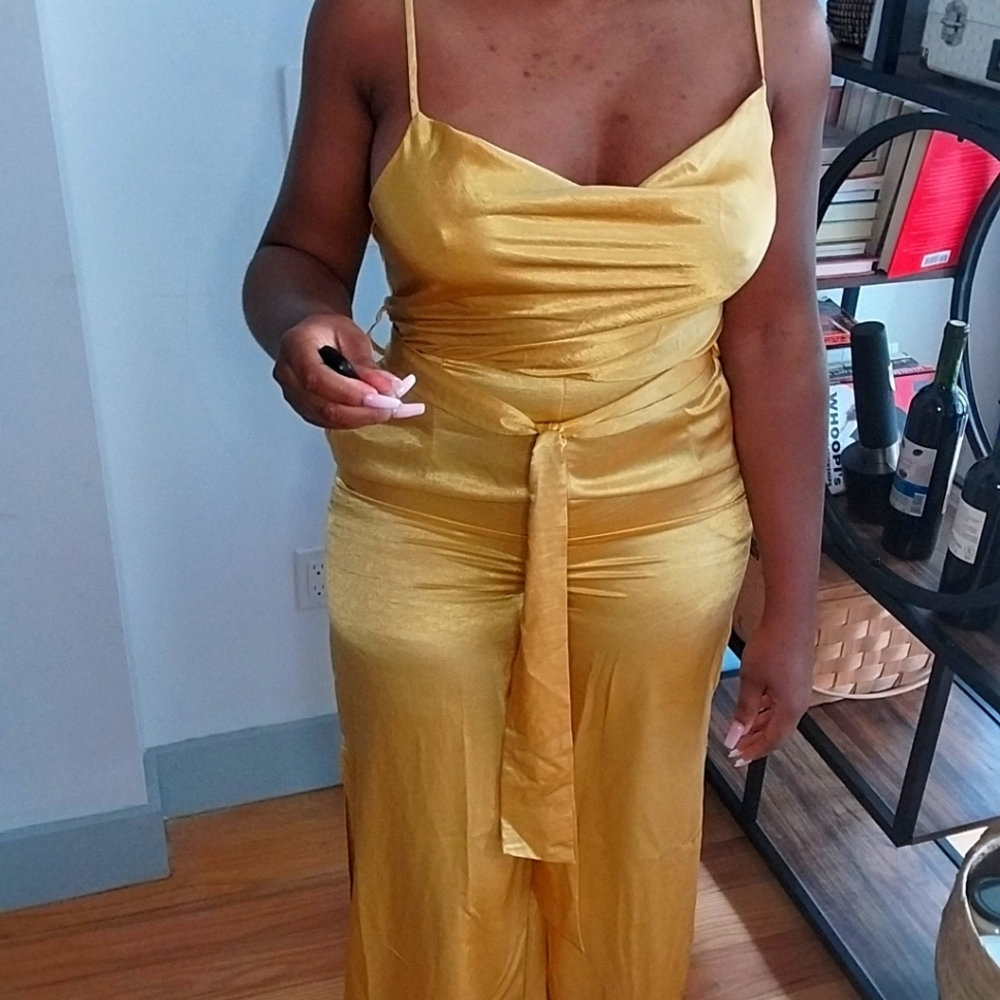 Satin mustard jumpsuit
